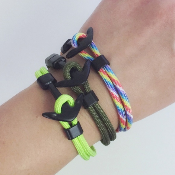 Olive Green Anchor Hook Adjustable Bracelet New - Picture 2 of 4